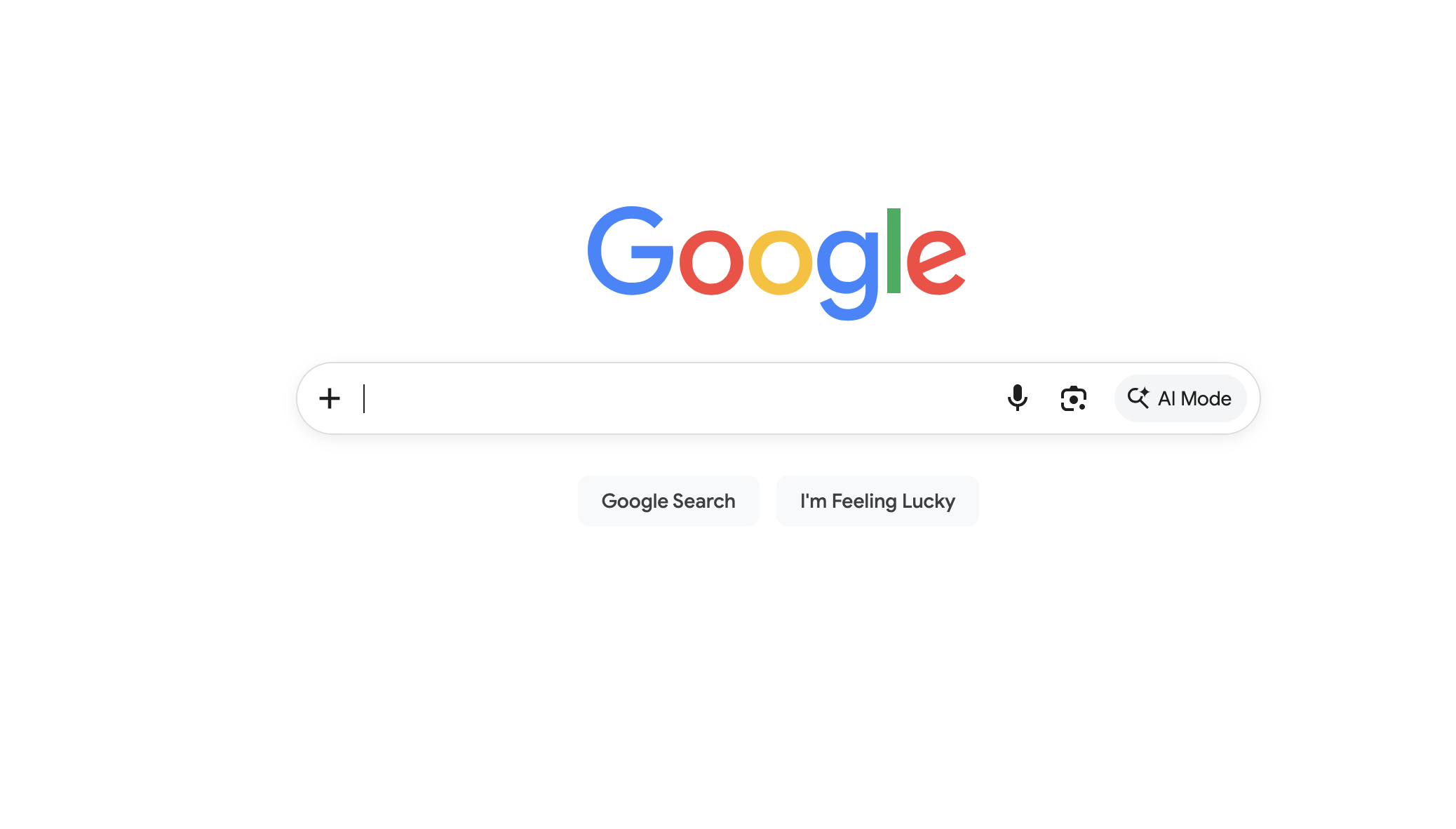 Google's homepage: the logo above a single search bar, with no other UI chrome