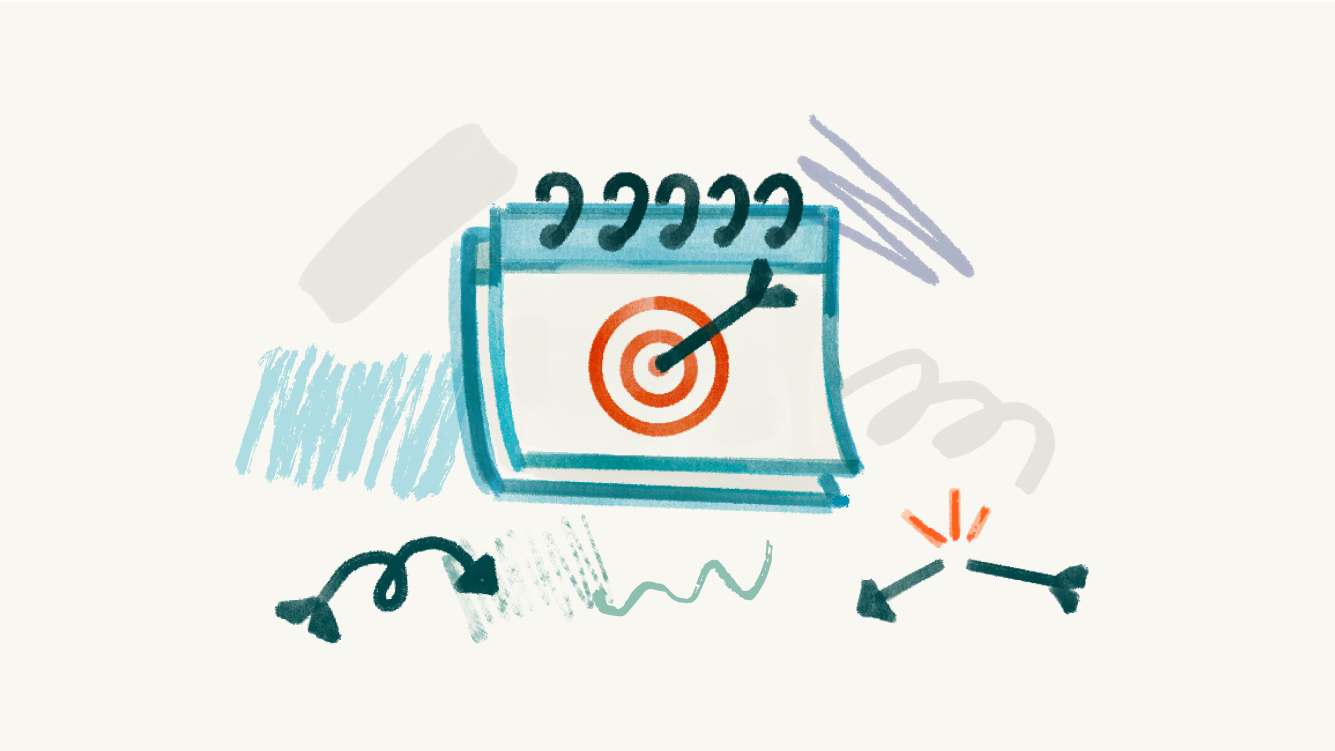 Image of a calendar with a target and arrow