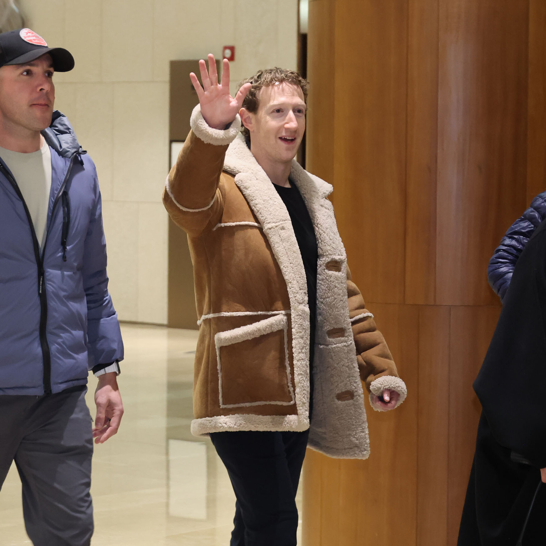 Photo of Mark Zuckerberg wearing a Maverick Sheepskin Rancher coat, illustrating how the stereotypical developer look has evolved beyond hoodies and flip-flops